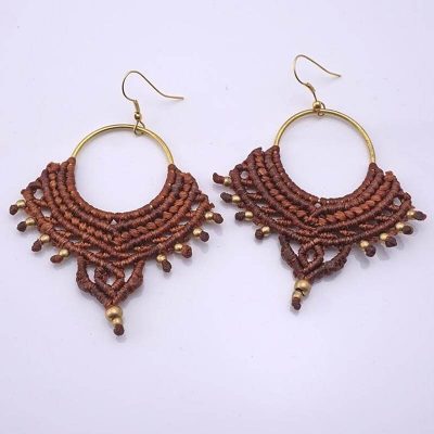 Pendientes macramé marrón - Pendientes India PE-016