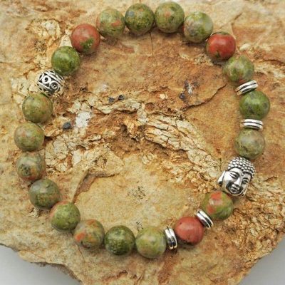 Pulsera Buda - Pulsera de piedra natural Jaspe verde PL-007