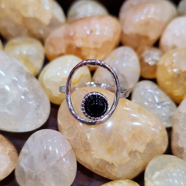anillo acero ajustable piedra onix 1
