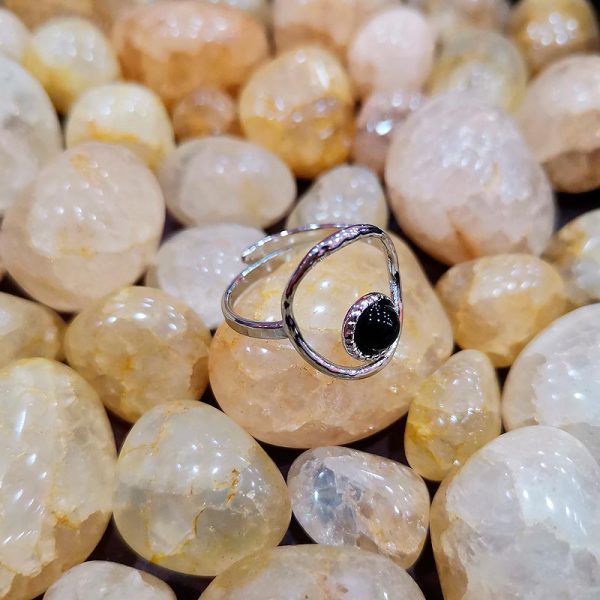 anillo acero ajustable piedra onix 2