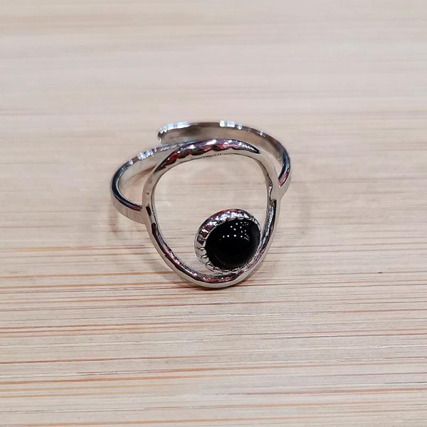 anillo acero ajustable piedra onix 3
