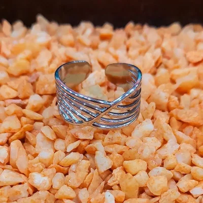 anillo acero ajustable plateado 1