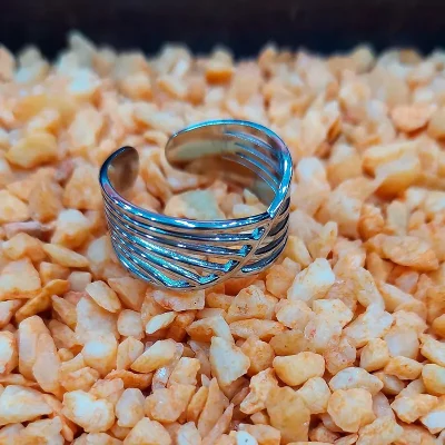 anillo acero ajustable plateado 2