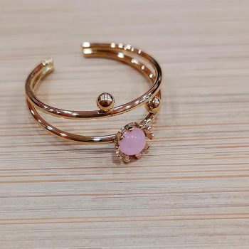 anillo acero dorado cuarzo rosa 3