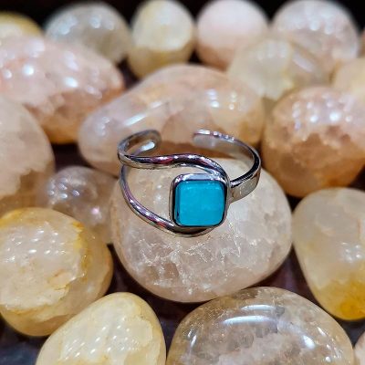 anillo piedra acero aguamarina 1