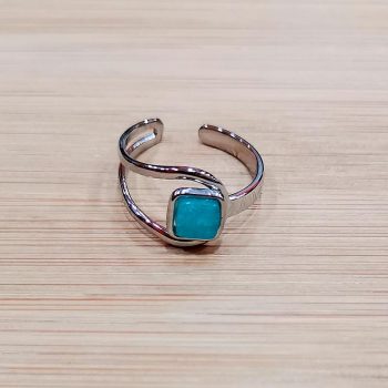 anillo piedra acero aguamarina 3