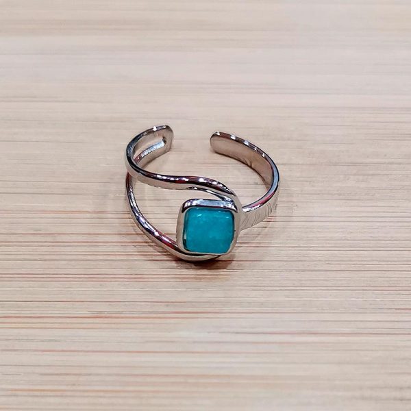 anillo piedra acero aguamarina 3