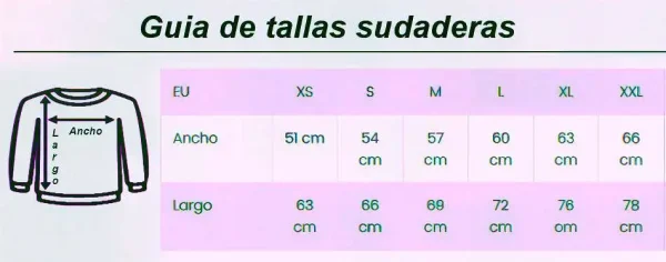 Guia de tallas sudaderas oasisnatura